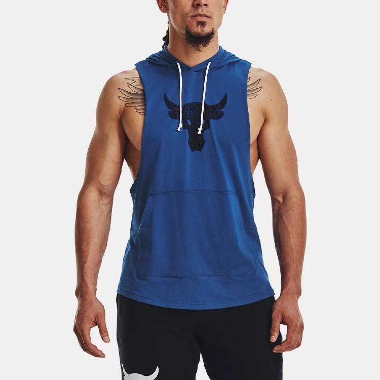 Under Armour Logo Print Hooded Sleeveless Sports Vest Men Tops Phantom-Blue 1376939-471