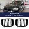 2PCS One Slat Grill Front Kidney Grilles For BMW 3 4 X3 X4 G01 G02 G08 2018- Glossy Matte Black Racing Grills Car Styling