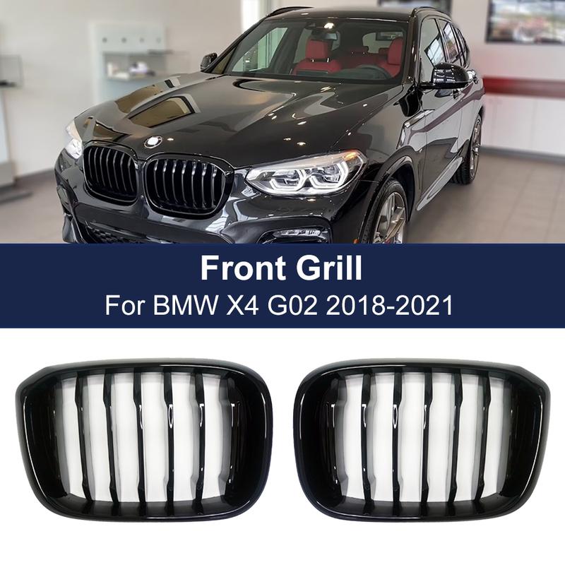 2PCS One Slat Grill Front Kidney Grilles For BMW 3 4 X3 X4 G01 G02 G08 2018- Glossy Matte Black Racing Grills Car Styling