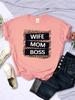 Street Woman TShirts Wife Mom Boss Letter Leopard Prints Tees Soft Breathable ONeck Short Sleeve Summer Casual Female Clothes