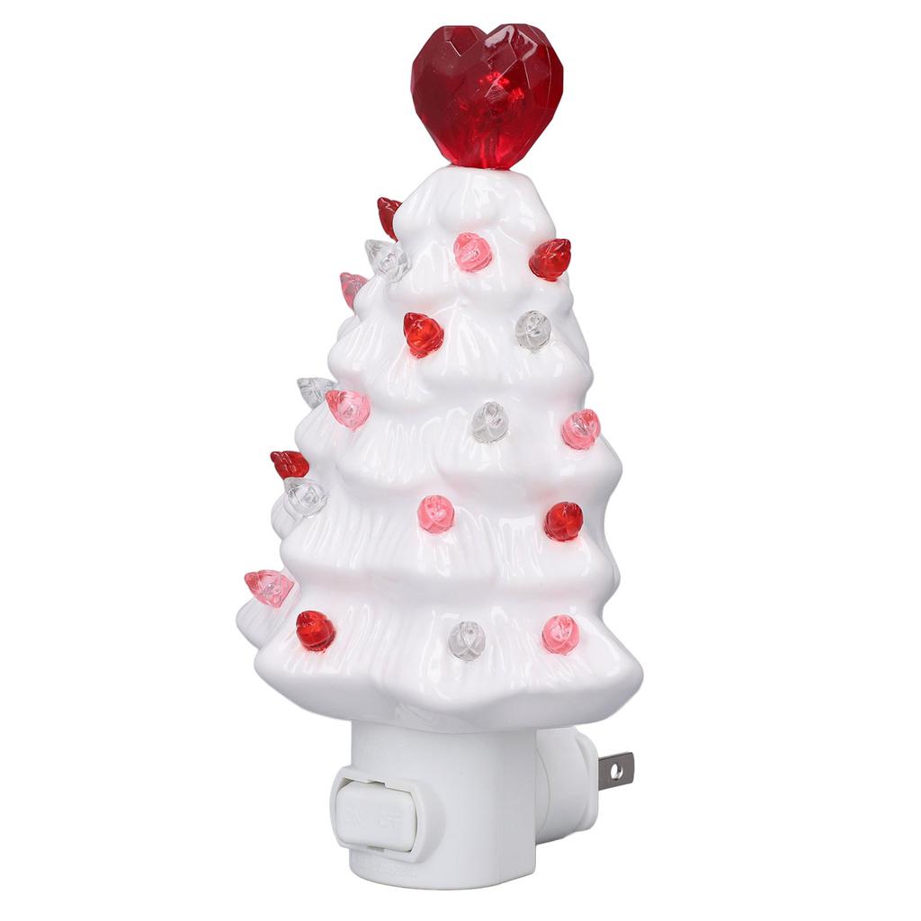 Xmas Tree Night Light Ceramic LED Plug Into Wall Decorative Lamp for Home Kids Room Bedroom Hallway