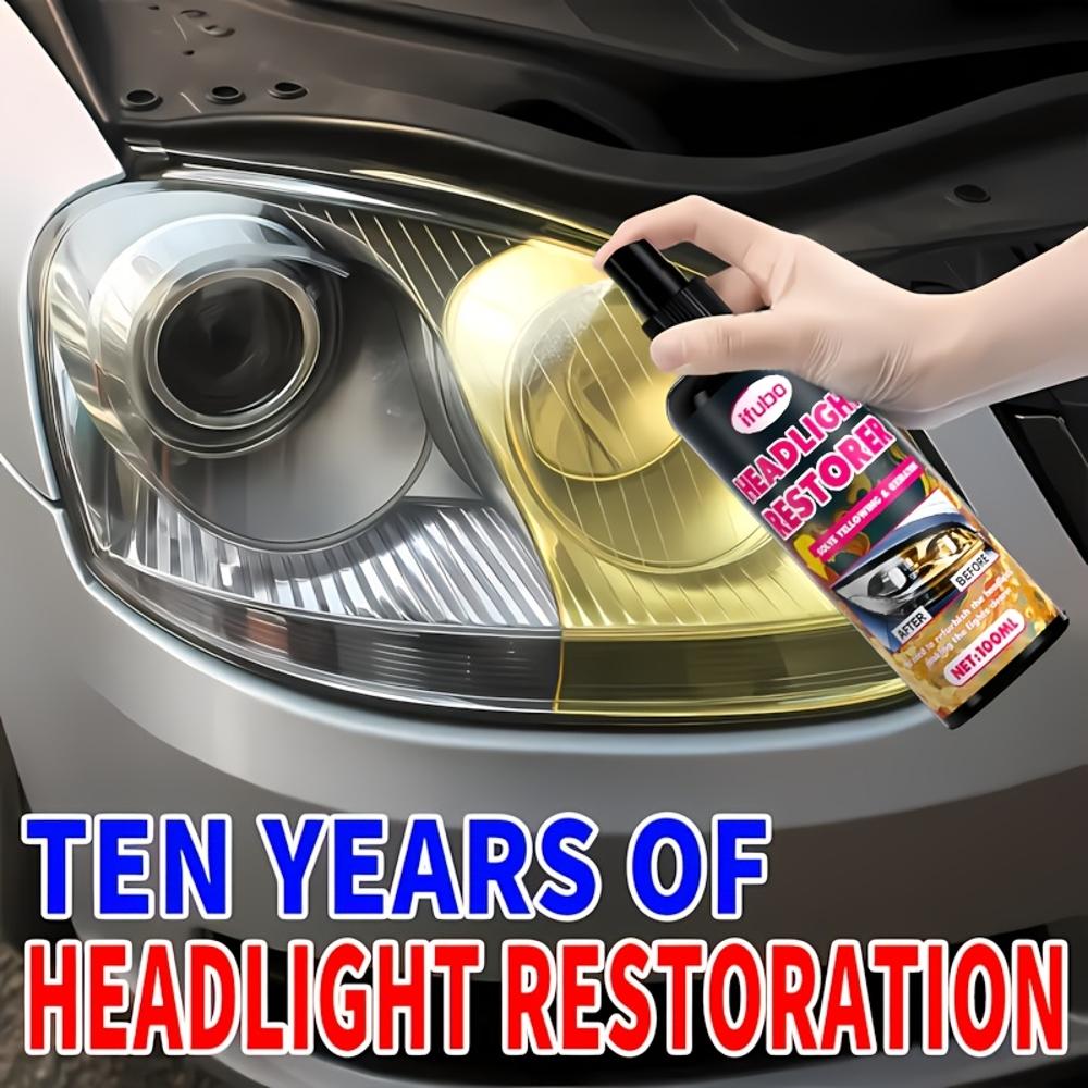 Professional Car Headlight Restoration Kit - Removes Yellow Coating, Enhances Brightness & Scratch Removal with Polishing | PE M