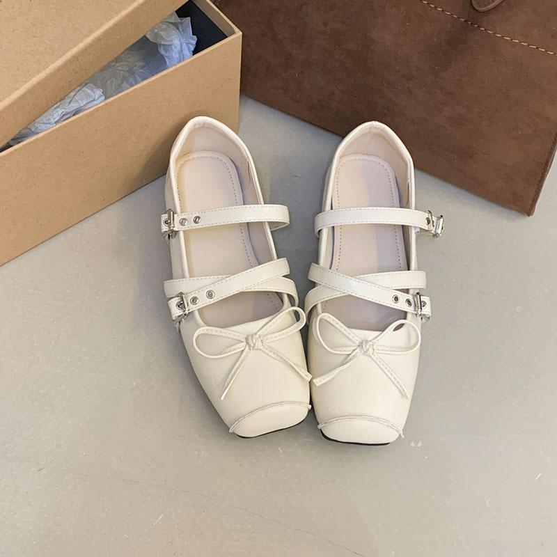 Fashion Footwear Buckle Strap Women Mary Janes Flats Shoes Soft Female Butterfly-Knot Fashion Shallow Ladies Flats With Shoes