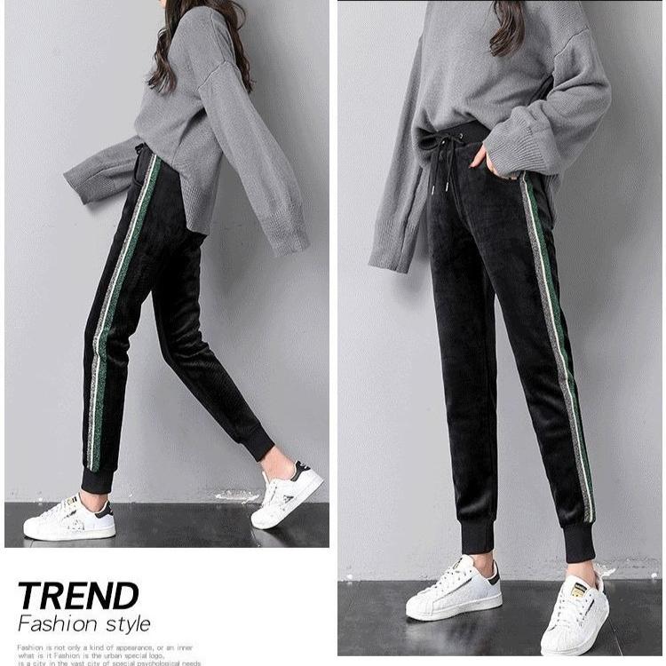 Women's Winter Plus-Size Velvet Harem Pants High-Waist Thick Fleece-Lined Sweatpants