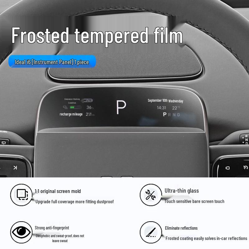 Tempered Glass Screen Protector for Ideal i6 Center Console, Large Car Interior Navigation Screen Protection Film, Modification Accessory
