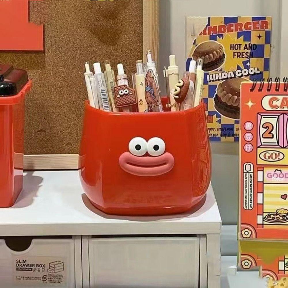 Boîte de rangement de bureau pour étudiant durable Fille de dessin animé Pot à crayons simple Nouvelles boîtes de rangement en plastique