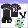 Miami 10 Messi Fußballuniform Heim Auswärts Schwarz Rosa Polyesterstoff Hemd Hose Socken Enthalten