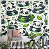 Cute Panda Pattern with Leaves & Backpacks Pattern Wall Hanging Tapestry Decorative Tapestry Home Decor for Bedroom and Living Room