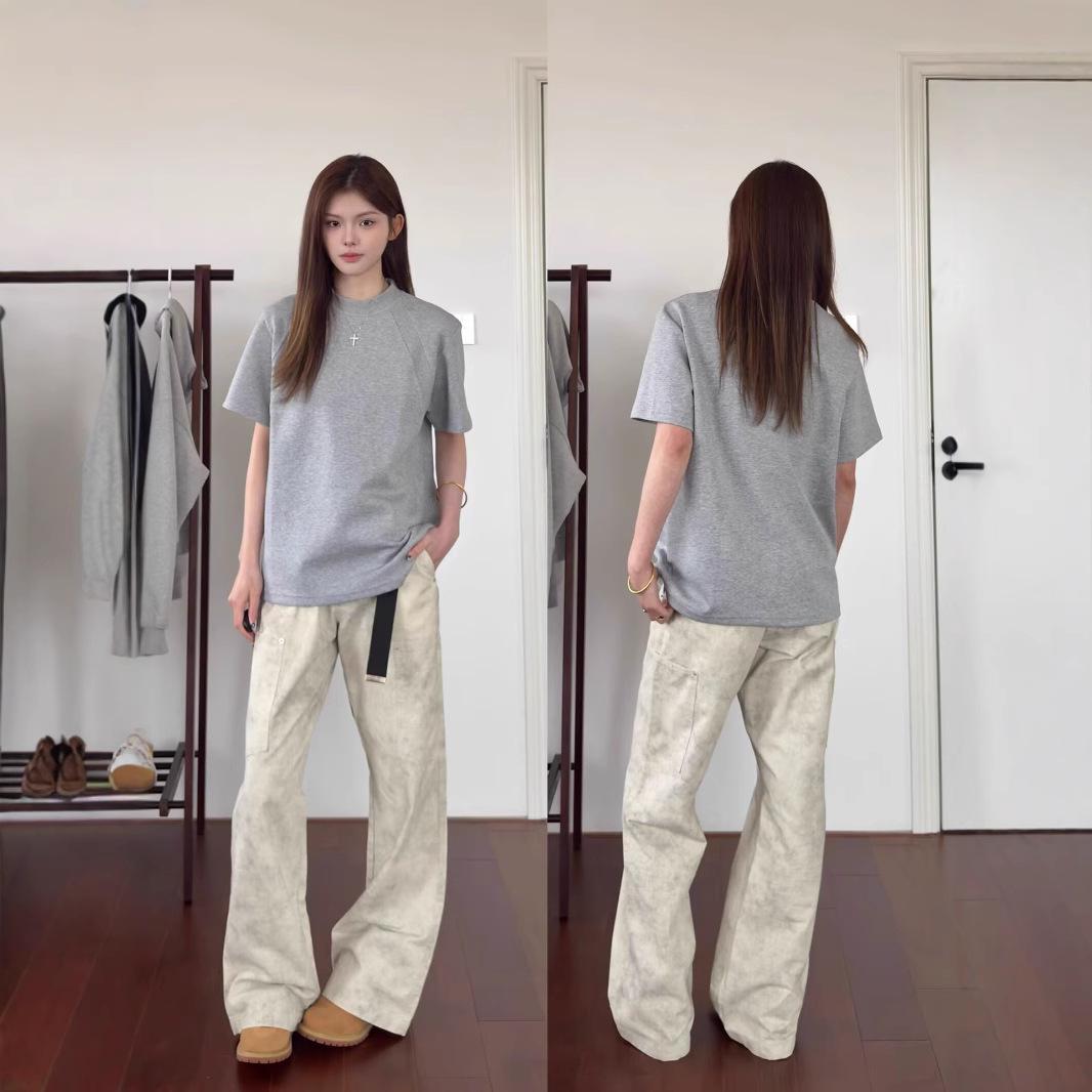 

Women s 2025 High-End Liquid Texture Cotton Short Sleeve T-Shirt XL чорний