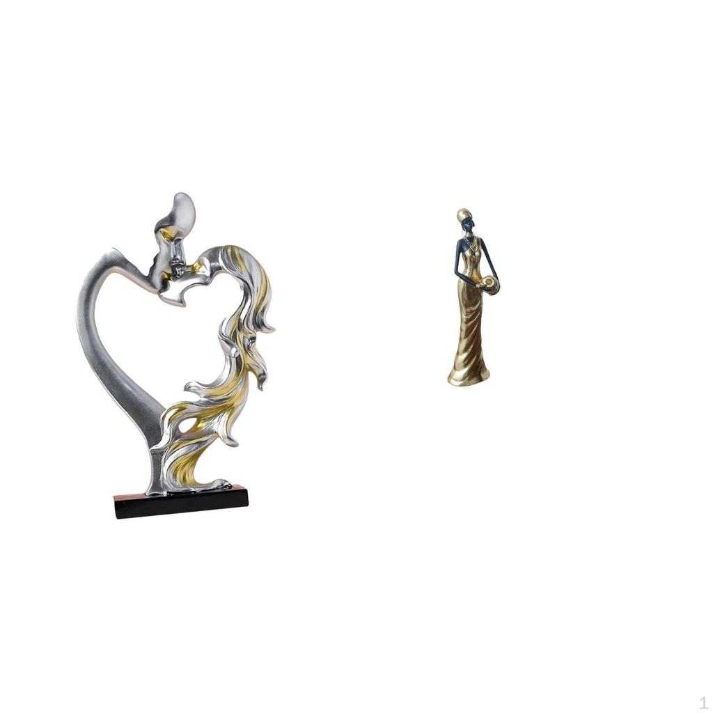 Romantic Couple Figurine And African Tribal Lady Statue Collectible Desktop Ornament for Bedroom