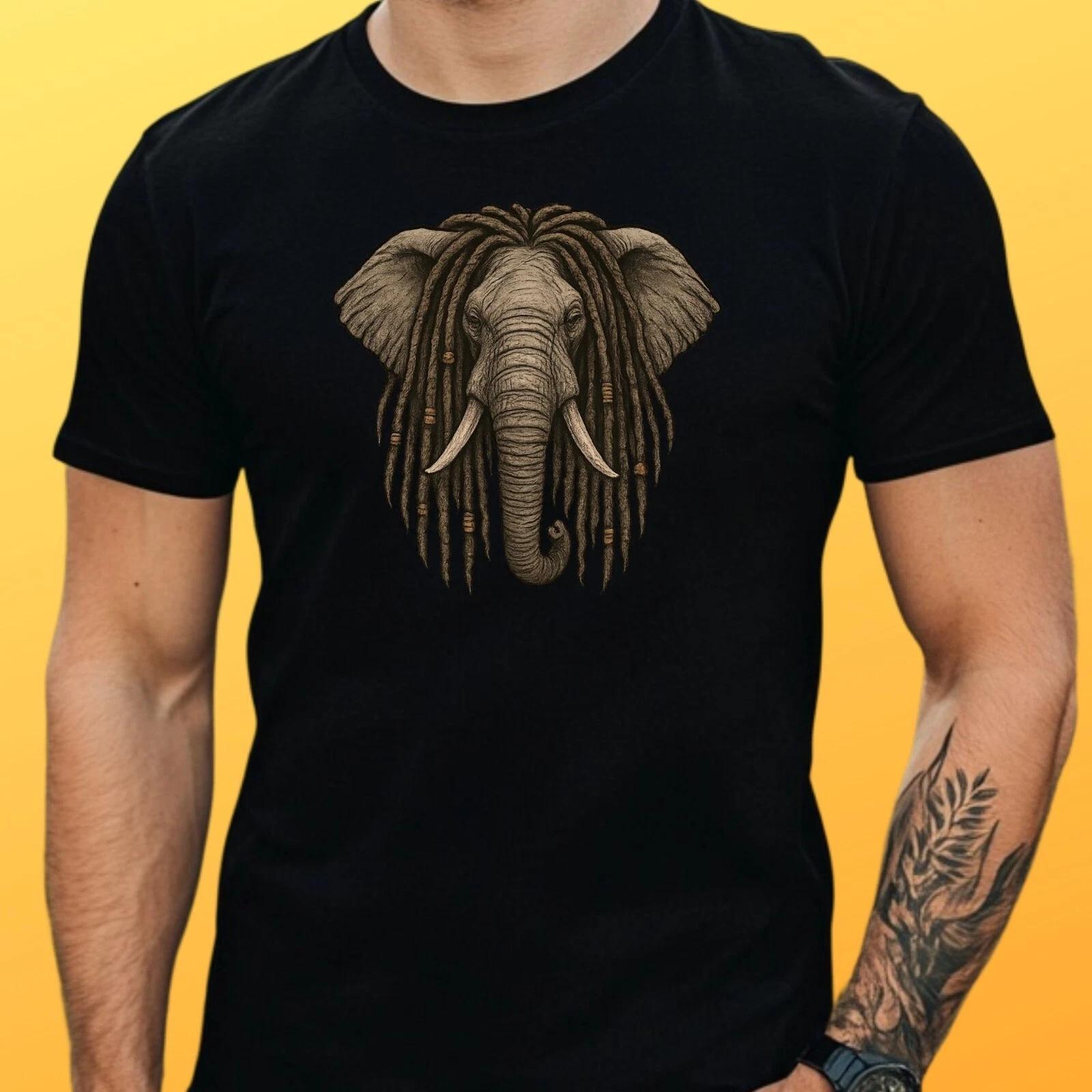 T-Shirt Herren Elefant mit Dreadlocks Motiv Baumwolle Größe S bis 5XL XL