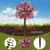 Artificial Violet Topiary Ball UV Resistant Violet Blooms Fake Evergreen Plants Flowers Brush with Ground Spike for Outdoor Indoor Garden Decor