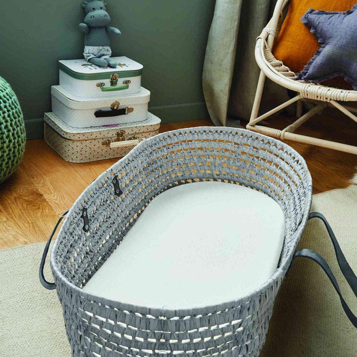 Matelas de couffin sans traitement déhoussable et réversible 32x72cm - Blanc - Fabriqué en France - P'tit Lit