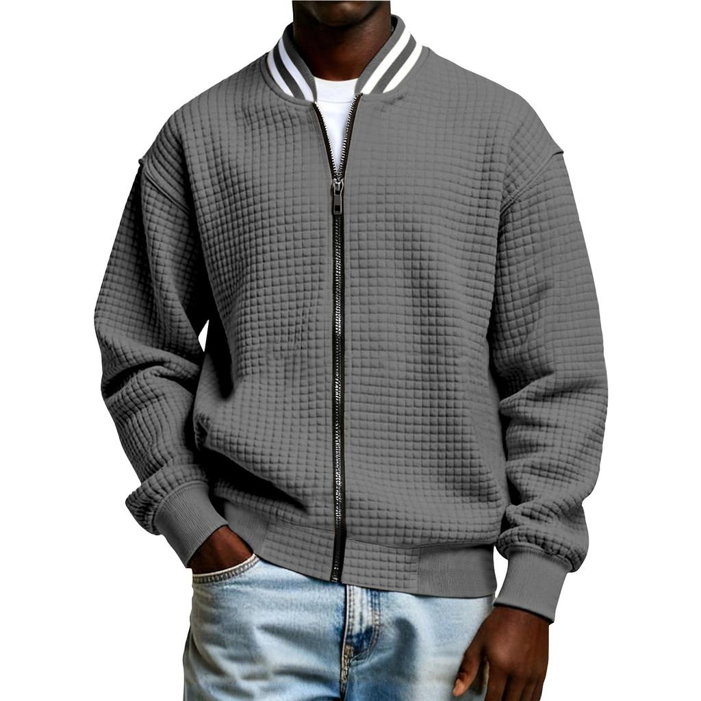 Men's Winter Solid Color Zipper Jacket Men's Casual Fashion Cardigan