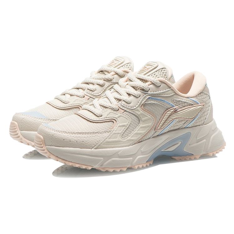 Li-Ning Shock Absorbing Non-Slip Wear-Resistant Low-Top Running Shoes Women sneaker Gray Blue ARLR014-1