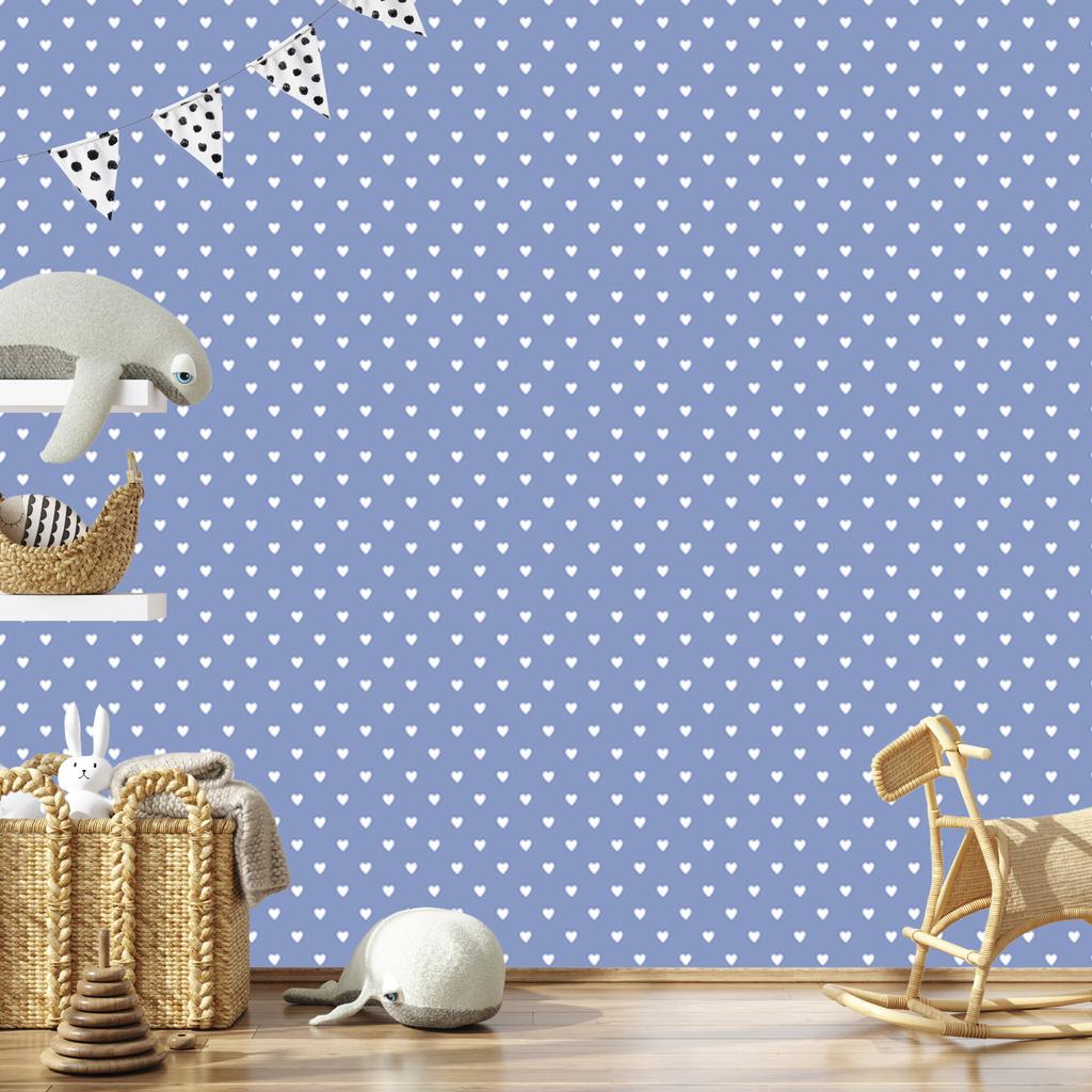 Blue, White and Azure Hearts Wallpaper 50x1000