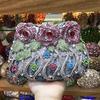 Diamonds White Clear Women Evening Bag Luxury Flower  Rhinestone Clutches Crystal Handbag 32 Colors Wedding Bridal Party Purses