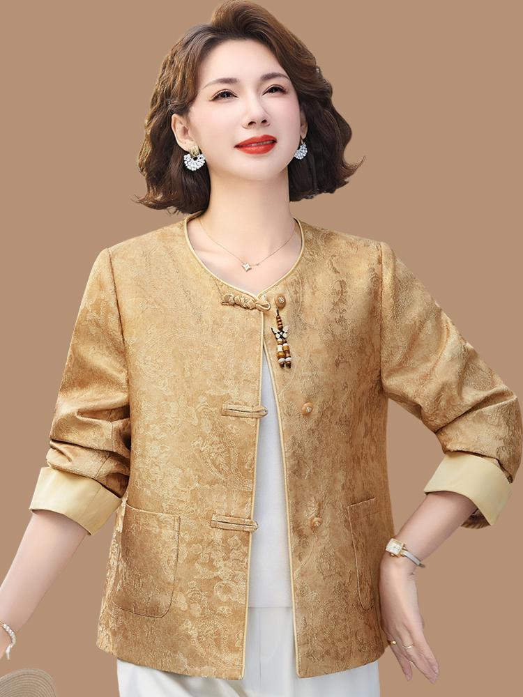 2026 Spring and Autumn Jacquard Jacket for Middle-Aged and Elderly Women - New Chinese Style
