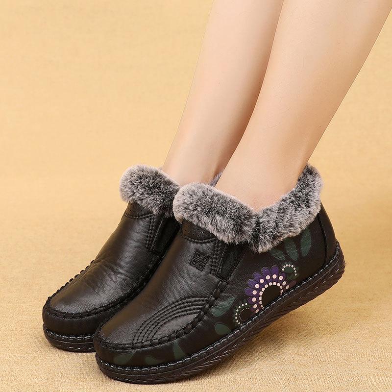 

The elderly cotton shoes women s winter non-slip waterproof old Beijing cloth shoes velvet warm middle-aged and elderly grandma shoes soft sole 40 чёрный