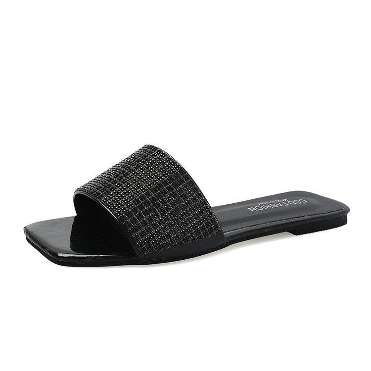 Fashion Slide Sandals For Women With Water Drip Embellishments And Pu Sole For Casual Wear