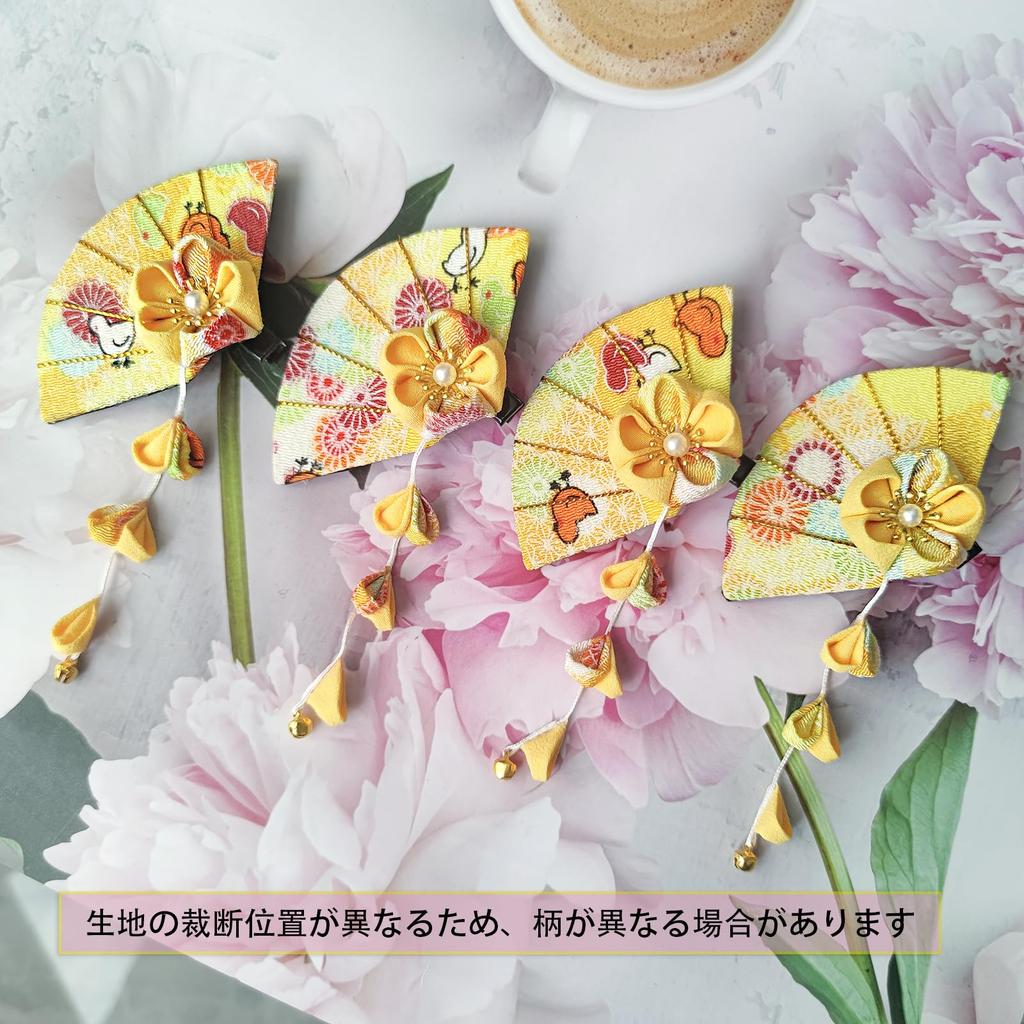 Handmade Hair Ornaments with Cherry Blossom and Bell Designs for Girls and Perfect for and Graduations Set In Tsumami-zaiku Children, Shichi-Go-San,