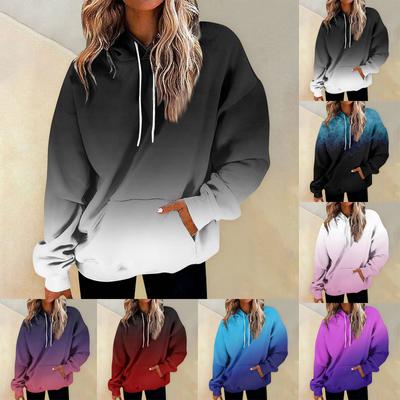 Women's Fashion Daily Versatile Casual Crewneck Sweatshirts Graphic Daily Long Sleeve Gradient Patchwork Printed Top Sweatshirts