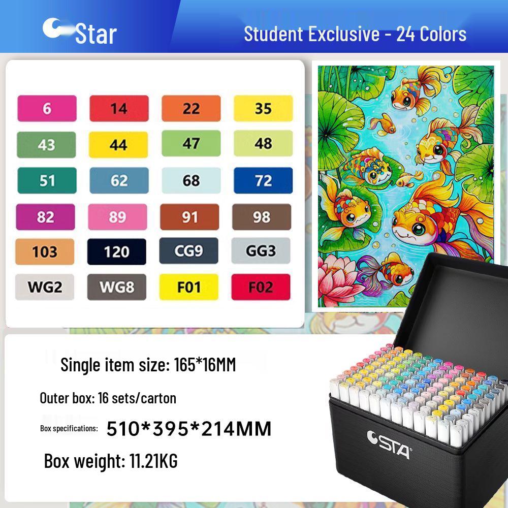 Sta 3212BR 168-Color Soft Tip Oil-Based Anime Markers Set