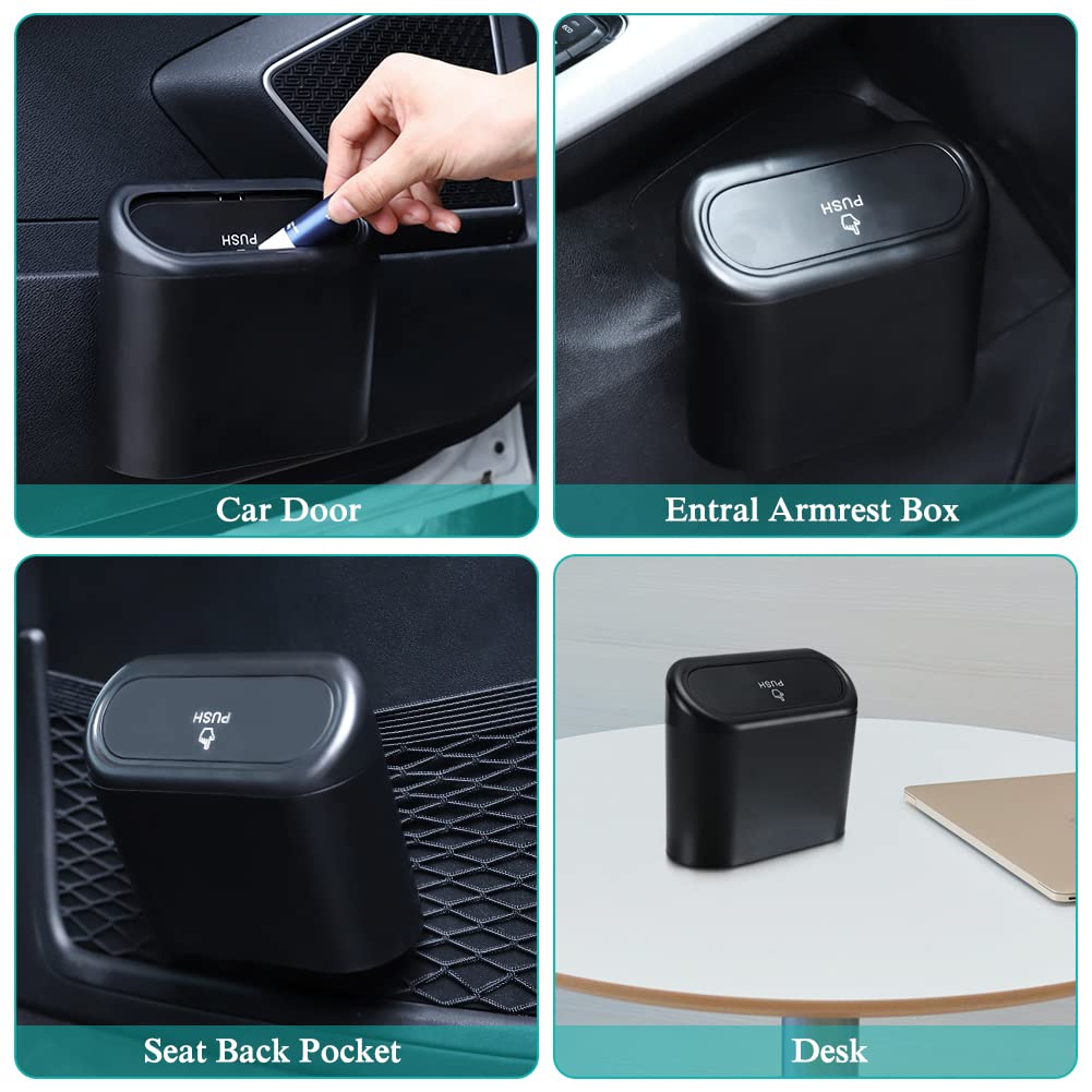 Accmor Car Trash Can With Lid, Leakproof Vehicle Garbage Organizer Holder Bin With 60 Pcs Trash Bags, Mini Auto Dustbin Interior Accessories Storage
