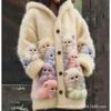 Womens 3D Cat Print Hooded Cardigan Sweater Coat Long Sleeve Thick Casual Outerwear