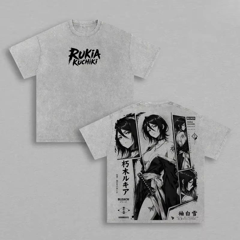 2026 Hot Sale Bleach Rukia Kuchiki Anime Graphic T-shirt Men Women Y2K Gothic Cotton Oversized T-shirts Breathable Streetwear Casual Tees