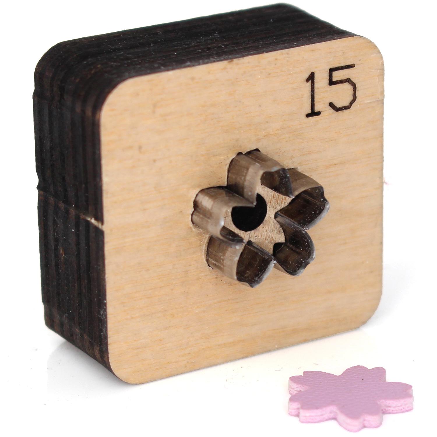 Petal Cutting Die DIY Cut Mold Plates for Leather Crafts, Petalage Sakura Flower Five-pointed Star Shape 15-55mm Sharp Wood Base Sakura 15mm