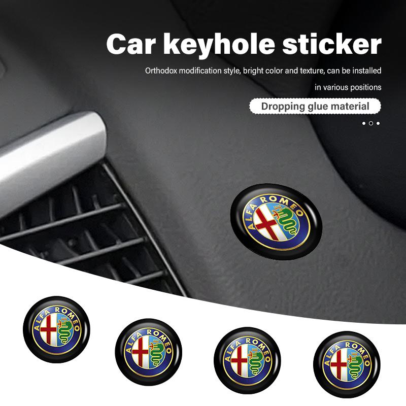 8pcs Car Door Keyhole Protection Stickers Lock Core Decal For Alfa Romeo 159 Giulietta Giulia 147 Mito 156 159 166 GT Stelvio