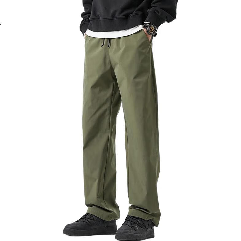 MMOPTOP Men's Autumn Winter Trendy Loose Fit Straight Cargo Pants Casual Sportswear K001 Gray L