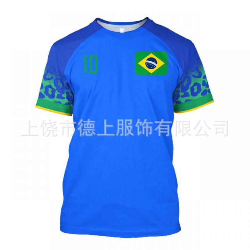 Herren T-Shirt Brasilien Fußball Nationalmannschaft Kurzarm Rundhals Feuchtigkeitsableitend Lässiges T-Shirt
