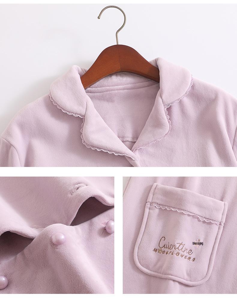 2025 Damen Winter Insel Fleece Pyjama Set - Langarm Oberteil & Hose, Verdickt, Hochwertige Homewear