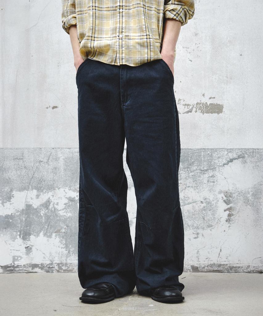 INTEMPOMOOD Track Washed Cotton Wide Pants_Navy