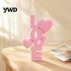 Light Luxury Style Table Topper 2Pcs 3D Printed Stacked LOVE Letter Ornament with Heart Decor, Romantic Anniversary Gift for Girlfriend Tabletop Love