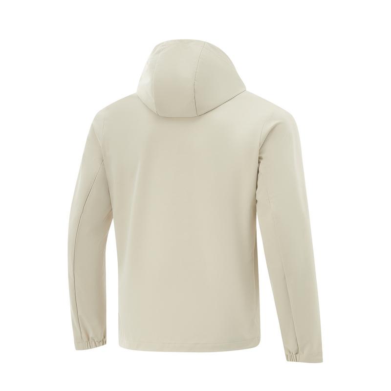 Li-Ning Comfortable Simple Solid Color Hooded Zipper Casual Quick-Dry Sports Windbreaker Men Outerwear Coastal-Gray AFDV757-2