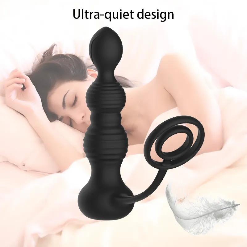 Anal Vibrator for Men Vibrating Penis Ring Delay Anal Sex Toys Male Anal Butt Plug Vibrator Sex Toys