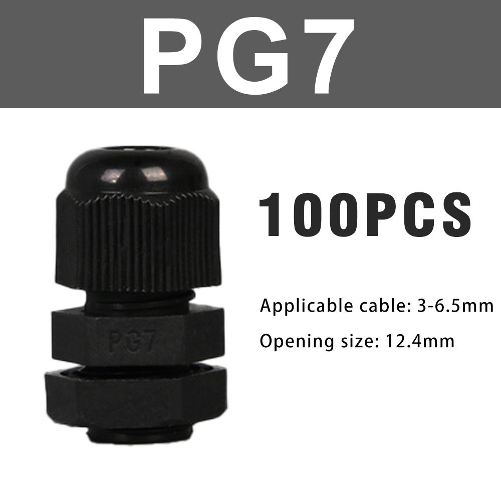 

100PCS PG7 PG9 PG11 PG13.5 Waterproof Cable Gland Nylon White Black Gland Nylon Joints with Gasket