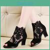 Ladies Summer Slipper Lace Medium Heel Plus Size Sandals Breathable Mesh Fashion Comfortable High Heels