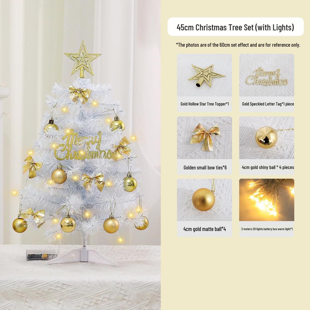 Mini Luminous White Christmas Tree Ornament - 45cm/60cm Desktop Decoration