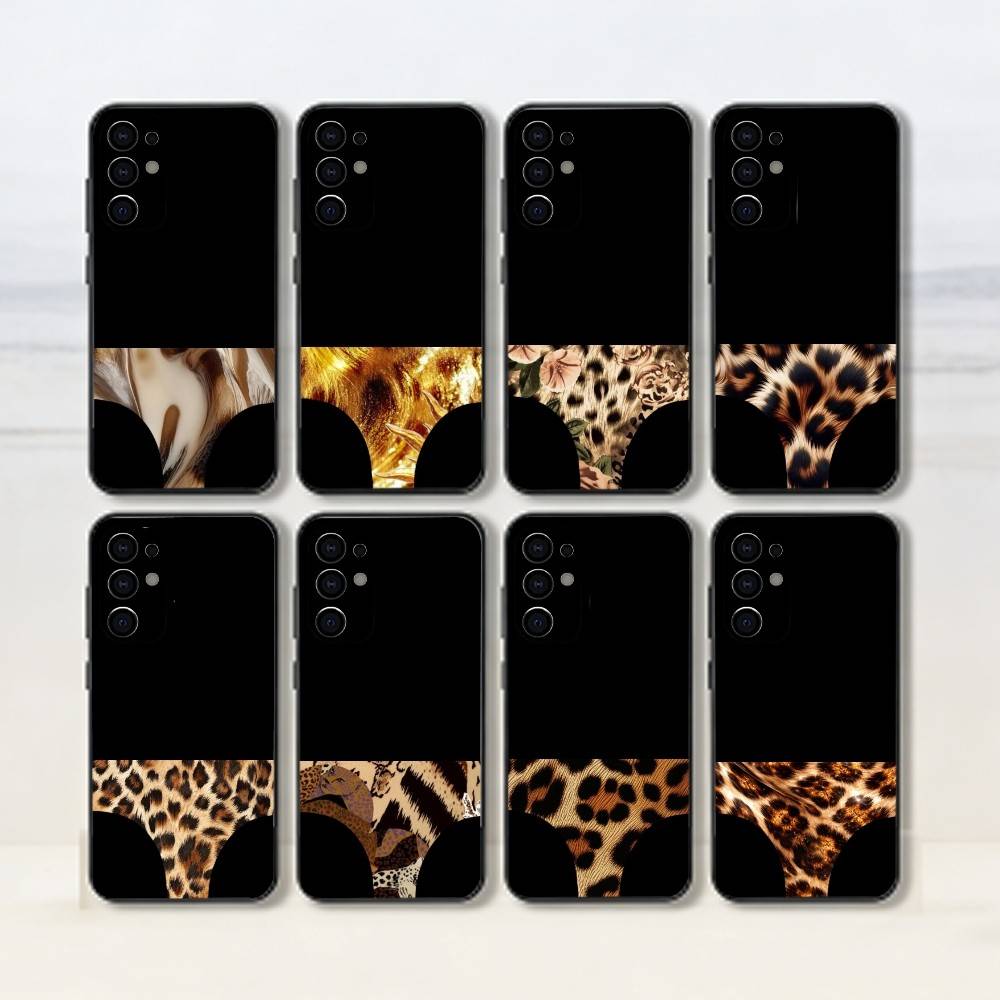 Funny leopard print underwear Phone Case Black Silicone Soft For Samsung S25,S24,S21,S22,S23,S30,Ultra,S20,Plus,Fe,Lite