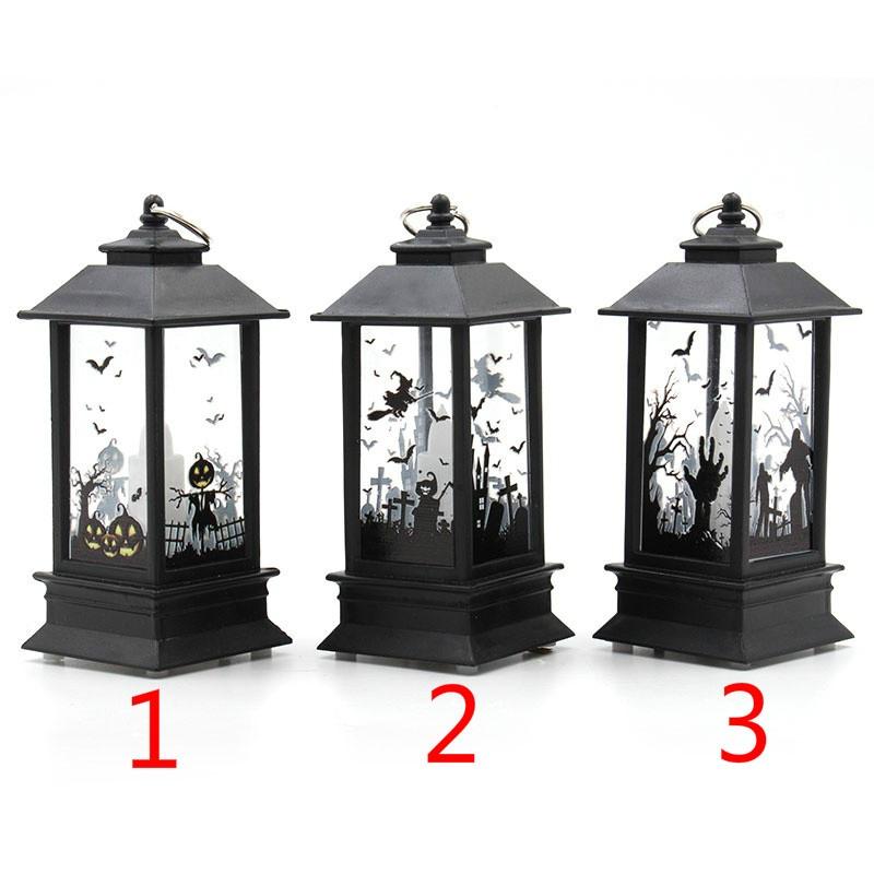 Small Halloween Simulation Flame Light Layout Desktop Decoration Vintage Style Hanging Oil Lamp