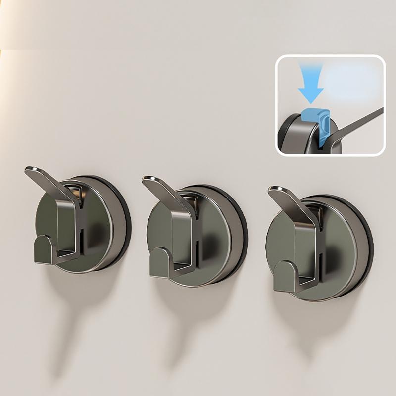 3pcs Strong Suction Cup Hook Not Drill & Rustproof Wall Hook Easy Installs Suction Hook Hangers for Bathroom & Kitchen