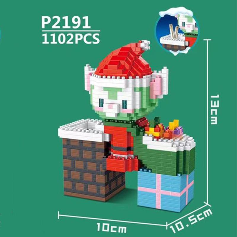 Sanrio Merry Christmas Micro Building Blocks Disney Melody 3D Model Hello Kitty Cinnamoroll Assembled Mini Bricks Figure Toy