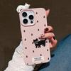 Korean Cute 3D Lying Cat Cartoon Dog Phone Case For iPhone 13 11 16 15 12 14 17 Pro Max 17Air Lichee Pattern Soft Silicone Cover