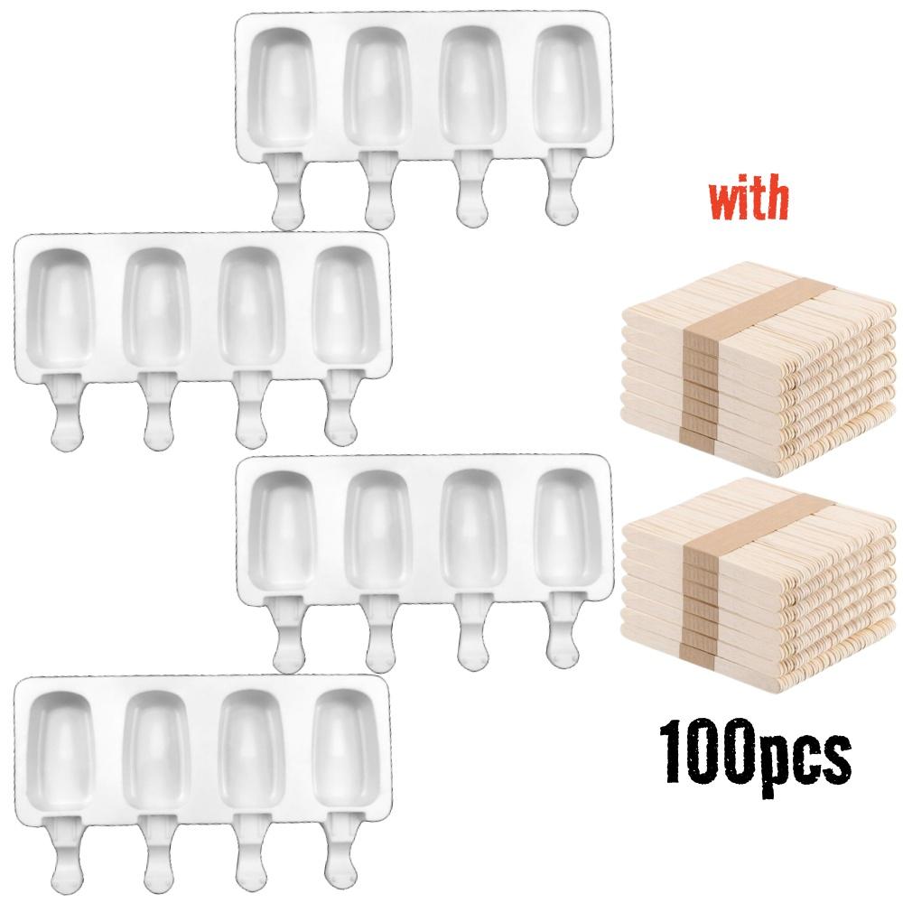 1/4pcs DIY Popsicle Molds Silicone Ice Cream Mold Oval Chocolate Ice Pop Maker Tray for Handmade Frozen Treats Kitchen Gadgets