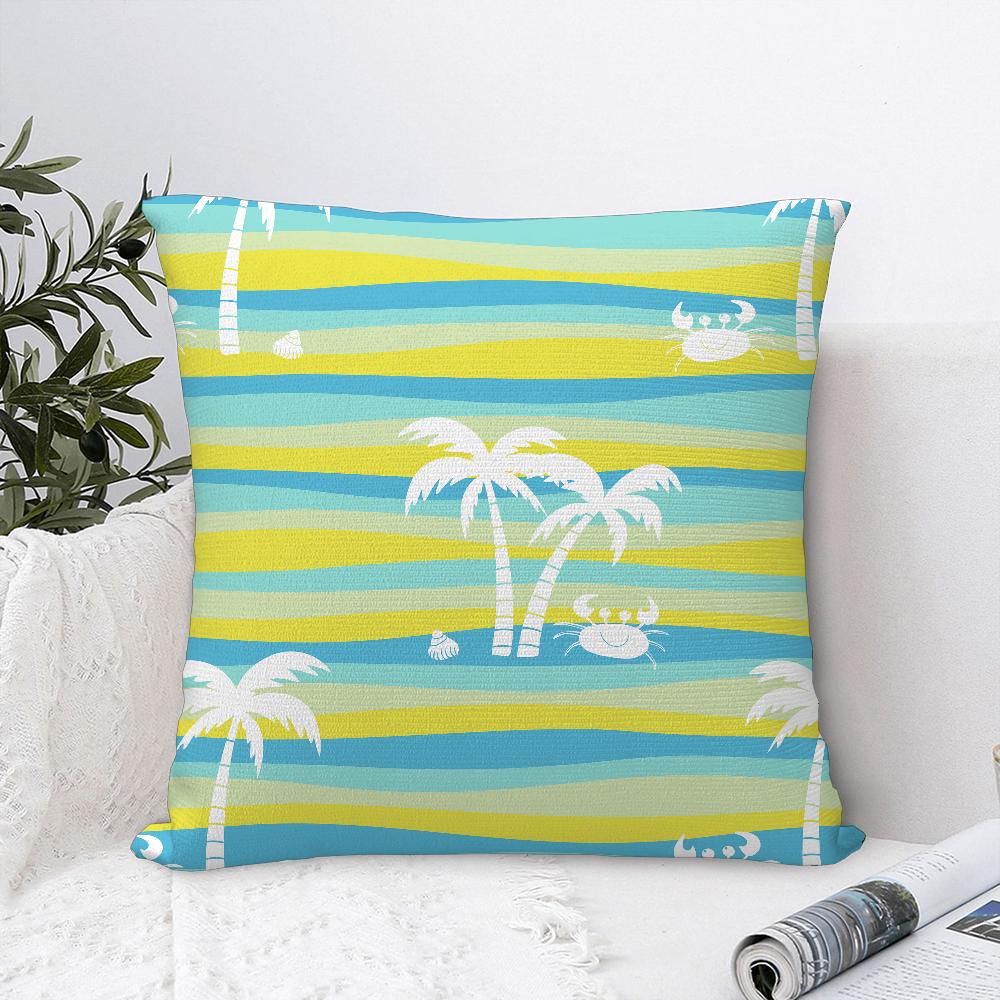 Plam Trees Flowers Pillow Case Sofa Decorative Home Double-sided Printing Short Plush Cushion Cover Throw Pillow Cover Gifts