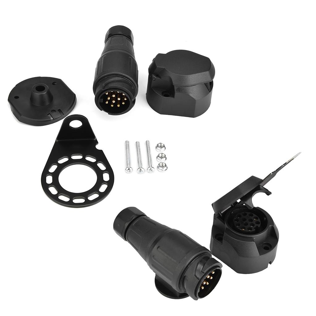 12V 13Pin Trailer Plug Socket Connector Adapter Bracket for Trailer Caravan Towing Towbar
